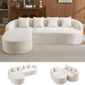 105.5" Boneless Curved Couch, L Shaped 4-Seater Cloud Couch with Deep Seat Chaise, Oversized Curved Sofa, Chenille Modular Sectional Couches for Living Room, No Assembly, Beige