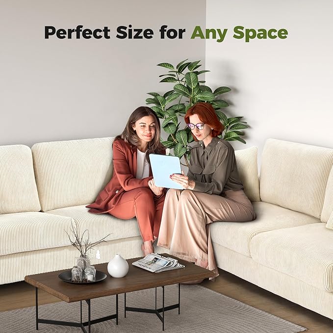 Kidirect 70in U Shaped Couch, Modular Sofa No Tool Assembly, Comfy Sectional Couches for Living Room 21in Deeper Seats, Corduroy Sofas for Living Room with 2 Pillows, Loveseat Sofa Set, Beige Couch | Comfy Corduroy, Oversized 70in Couch, 700LB Tough, T...
