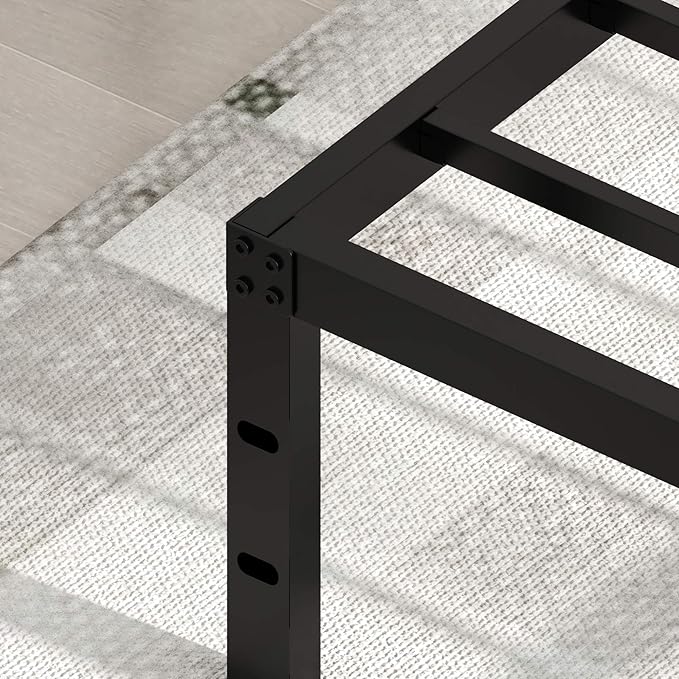 yookare 14 Inch Tall 3500lbs Heavy Duty Metal Bed Frame/with Storage/Mattress Foundation/Steel Slats Platform/Noise Free/No Box Spring Needed,Twin XL