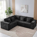 108'' Boneless Chenille L Shaped Couch, Oversized Modular Sectional 5 Seater Sofa, Modern Deep Seat Corner Cloud Compressed Couch, No Assembly Sleeper Sofa with Chaise for Living Room, Black