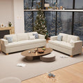 YOUDENOVA Sofa, 2 Piece Set Comfy Couch, 3 Seater & Loveseat Sofa with Deep Seats, Modern Sleeper Couch for Living Room, Beige Chenille
