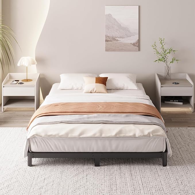 Yicensen 6 Inch Full Bed Frame Low Profile No Box Spring Needed, Heavy Duty Full Size Metal Platform Bed Frame with Rounded Corner Legs, Easy Assembly, Noise Free, Black