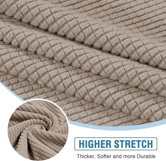 H.VERSAILTEX Backrest Cushion Covers Sectional Couch Back Cushion Covers for Sectional Sofa Set for Both Left/Right Couch (Back Only: 1 Chaise + 2 Sofa, Sand)