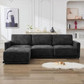 110.6" L Shaped Sectional Sofa, Modular Cloud Deep Seat Couch with Movable Ottoman, Oversized Thicked 4-Seats Sofas for Living Room, Chenille Black