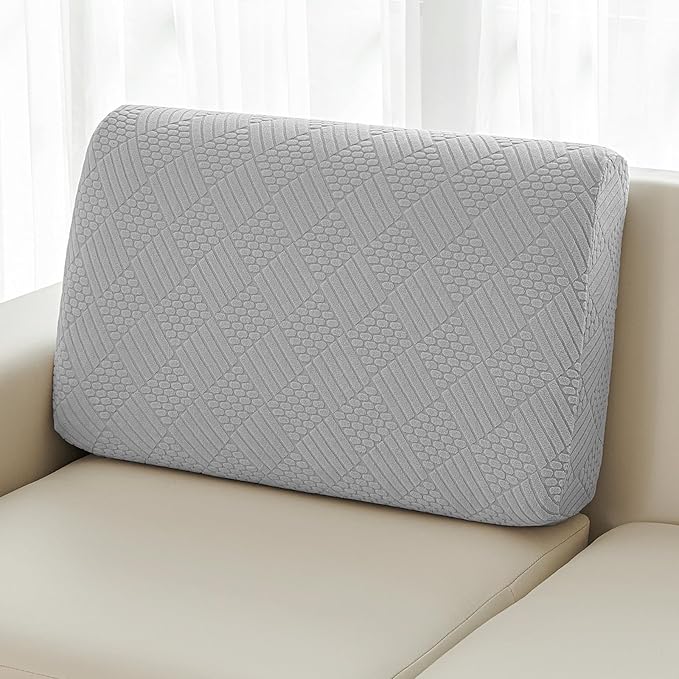 Deep Dream Backrest Cushion Covers, Sectional Couch Back Cushion Covers for Sectional Sofa, Stretch Backrest Covers for Both Left/Right Couch (1 Piece Back Covers, Light Grey)