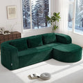 Hobestluk 96" Cloud Sectional Couch Modern Boneless Couch 3 Seater with Oversized Chaise L Shaped Modular Sofa Couches for Living Room Apartment No Assembly Required (Stripe Green,Right Facing Chaise)