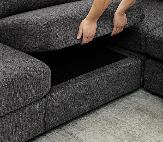 100" L-Shaped Couch with Reversible Chaise, Chenille Modular Sectional Sofa, 4-Seater Corner Couch for Living Room, Apartment, Dark Grey