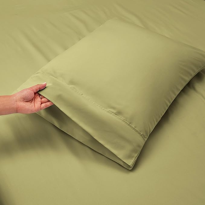 Hearth & Harbor Extra Deep Pocket Sheets - Fits Mattress 18-24 Inches Deep - Extra Deep Pocket Twin XL Sheets Sets - 4 Piece Twin XL Size - Sage