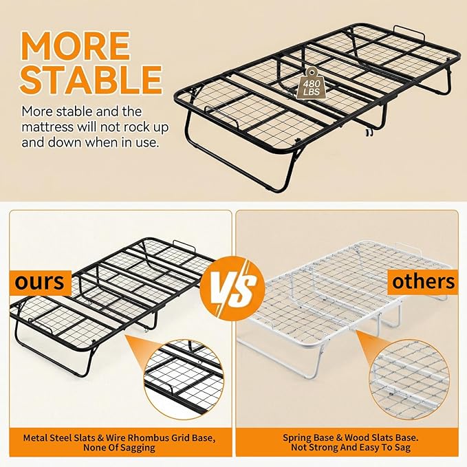 MAMIZO Foldable Bed,Portable Bed,Folding Bed with Mattress,75" x 31" Twin Size Rollaway Bed with Mattress for Adults,Metal Frame with Memory Foam Mattress,for Bedroom,Office,Camp,No Assembly Required