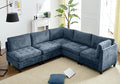 Luxe Oversized Modular Sectional Sofa，Modern Chenille Convertible Corner Couch，Comfy 5 Seater L-Shaped Sofas Sectional Cloud Couch for Living Room（Blue，5-Seater）