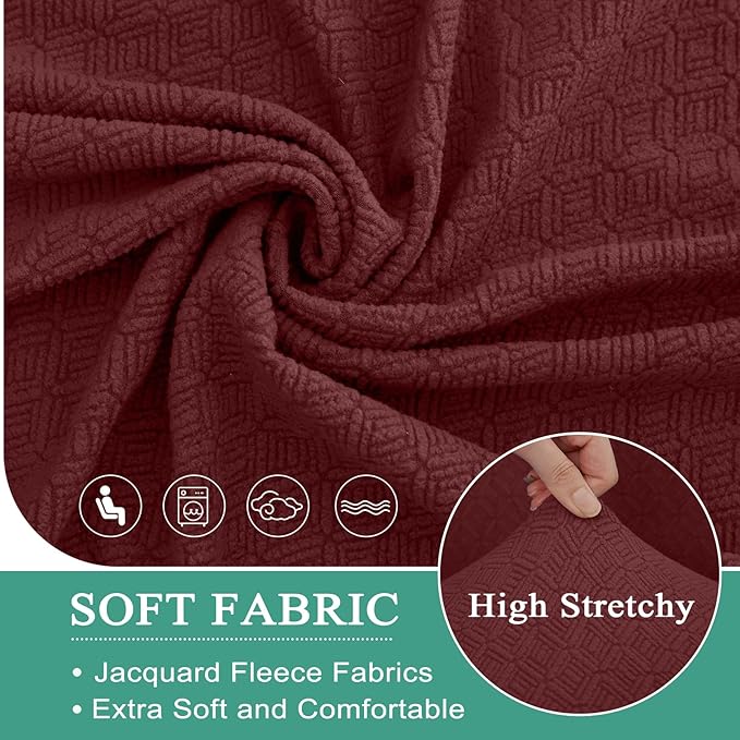 Waterproof Reclining Sectional Couch Covers Washable L Shaped Couch Cover for Sectionals Recliner Sofa Covers Stretch Corner Recliner Slipcovers for Dogs (Console Cover, Wine Red)