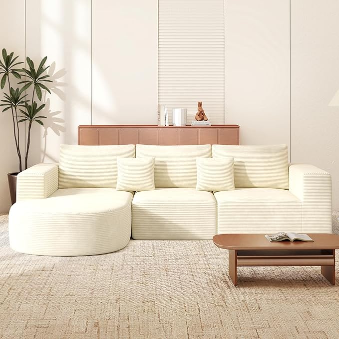 Boneless Couches for Living Room,Cloud Sectional Couch with L-Shape Chaise,Modern Modular Sofa with Deep Seat Upholstered Comfy Couches for Bedroom,No Assembly Required,1PCS