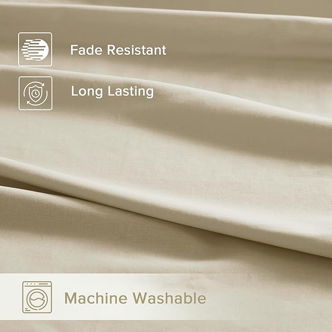 Comfort Spaces 100% Cotton Sheets Cal King, Breathable & Soft Cotton Sheets, Naturally Cool Cotton Bed Sheets with 14" Elastic Pocket Fits up to 16" Mattress, All Seasons Sheet Set, Cream 4 Piece