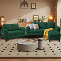 80" Convertible Sectional Sofa Set, Modern Linen Small L Shaped Couch with Reversible Chaise and Loveseat Sofa, 3-Seat Sofa Couches for Living Room, Office, Apartment, Green