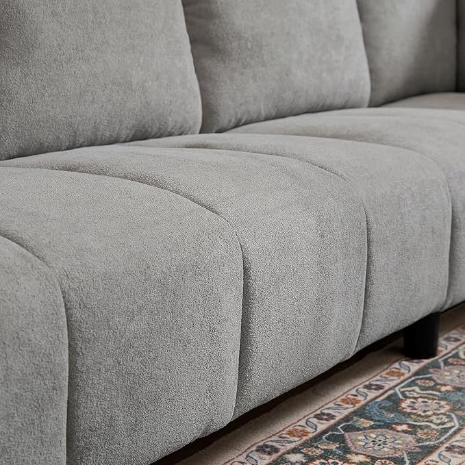 Convertible Sectional Sofa Couch, 102" L Shaped Couch with Back Cushions, Modern Upholstered Fabric 6-Seat Reversible Sofa Set for Living Room, Apartment, Office, Light Grey