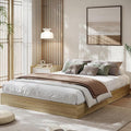 Wood Platform Bed with Sturdy Wooden Slats, Queen Size Floor-Standing Bed Frame, Modern Minimalist Design Bed Frame, No Box Spring Needed, Easy Assembly