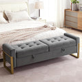 67" Storage Bench for Bedroom, End of Bed Bench King Size, Double Lids Ottoman Bench with Golden Legs Foot of Bed, Upholstered Velvet Storage Bench for Window Living Room Entryway, Dark Grey