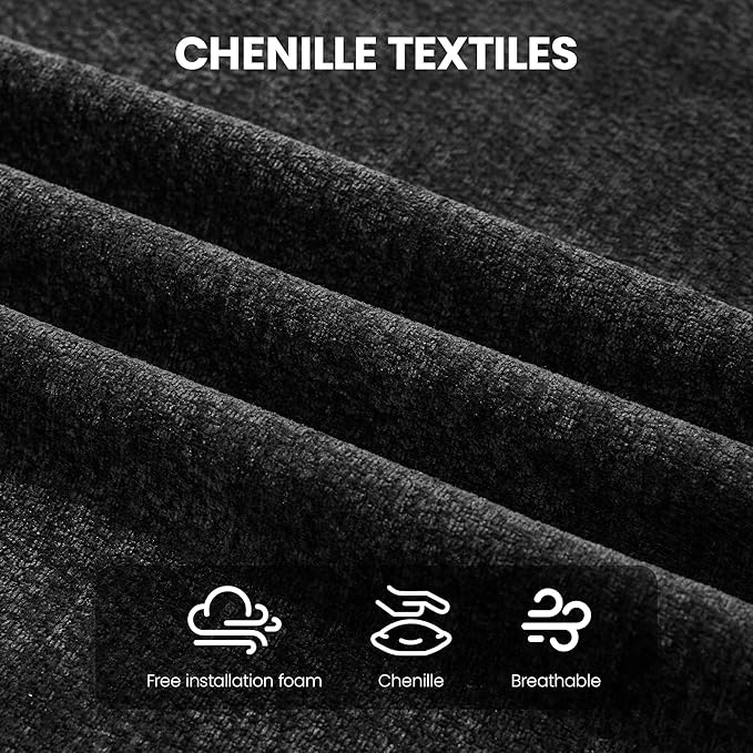 65" Boneless Loveseat Sofa Couch, Modern Comfy Curved Cloud Sofa, Chenille Deep Seat Love Seat Couches for Living Room, No Assembly, Black