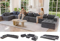 MAXYOYO Modular Sectional Sofa Couch, Foldable Oversized U Shaped Cloud Couch with Pillows, Tufted Boneless Sleeper Lounger Floor Sofa Bed for Living Room, No Assembly Required, Dark Grey