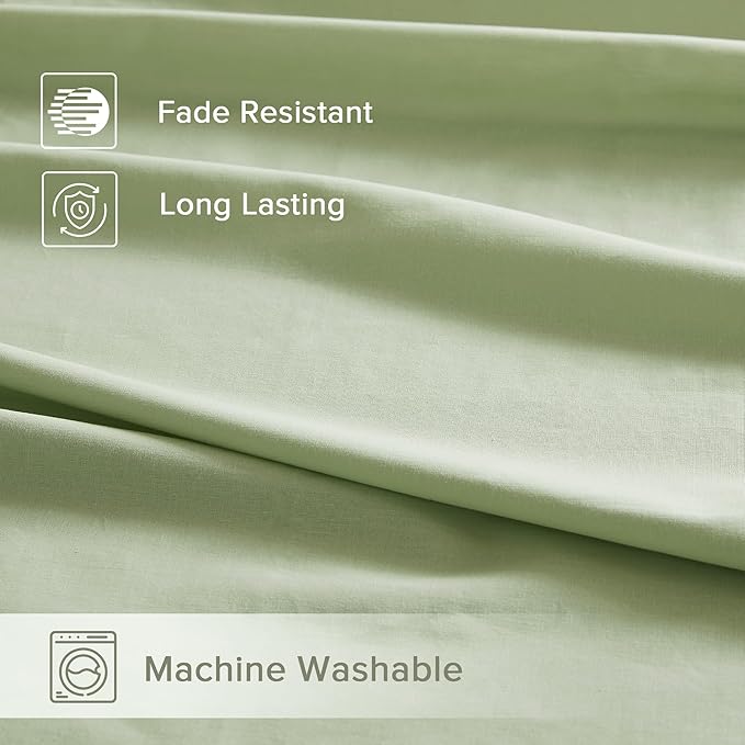 Comfort Spaces 100% Cotton Sheets Cal King, Breathable & Soft Cotton Sheets, Naturally Cool Cotton Bed Sheets with 14" Elastic Pocket Fits up to 16" Mattress, All Seasons Sheet Set, Sage Green 4 Piece