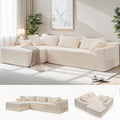 110" L-Shaped Modular Sectional Sofa with Chaise, Boneless Comfy Corduroy Fluffy Couch with Deep Seat and Side Pockets, Flexible Module Combination for Living Room, No Assembly, Side Pockets