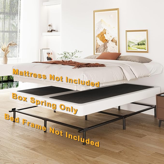 Lutown-Teen 4 Inch Split California King Box Spring, Heavy Duty Metal Cal King Box Spring Mattress Foundation with Fabric Cover, Easy Assembly, Noise Free