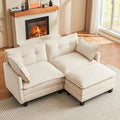 Modular Sectional Sofa, 76.5" L-Shaped Corduroy Comfy Sectional Couches for Living Room, 2-Seater Cloud Couches with 1 Movable Ottoman, Flexible Combination Modern Deep Seat Sofa (Beige)