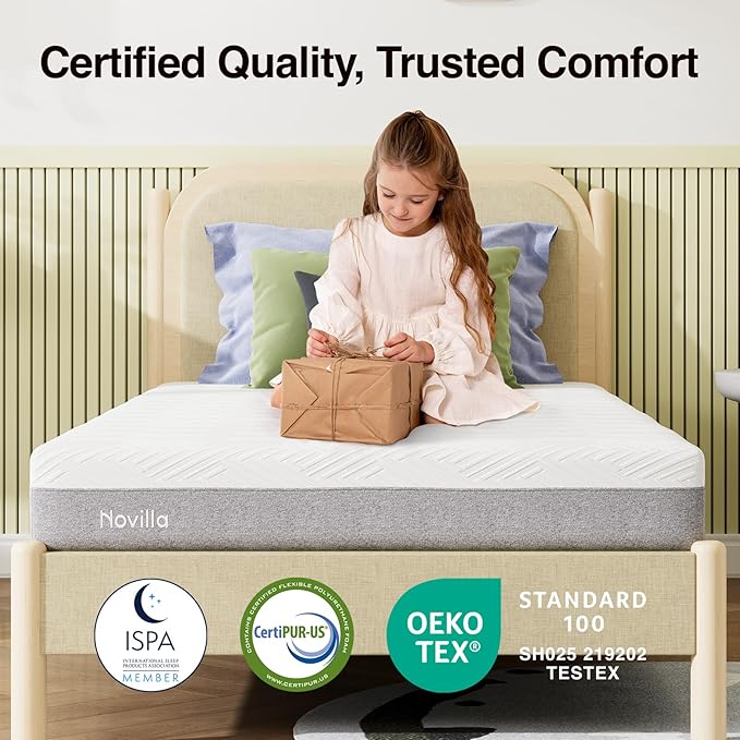 Novilla Mattress Twin, 8-Inch Gel Memory Foam Mattress for Pressure Relief, Enhanced Support & Plush Comfort, Twin Bed in a Box, Bliss