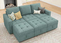 HONBAY Modular Sectional Couch Sleeper Sofa Bed with Storage Seats Oversized Sectional Couches for Living Room,Blue