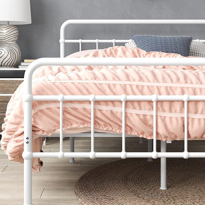 Zinus Florence Metal Platform Bed Frame, Mattress Foundation, No Box Spring Needed, Easy Assembly, White, Twin