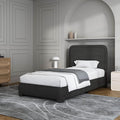 BarnFurin Twin Size Bed Frame, Boucle Upholstered Platform Bed Frame with Headboard, Soft Rounded Corners, No Box Spring Required, Non-Slip and Noise-Free, Easy Assembly, Black