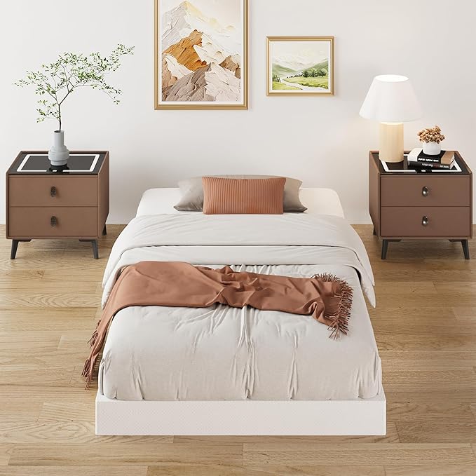 Lutown-Teen 3 Inch Twin Box Spring Low Profile, Heavy Duty Metal Box Spring Twin Bed Base with Fabric Cover, Mattress Foundation, Noise Free, Easy Assembly