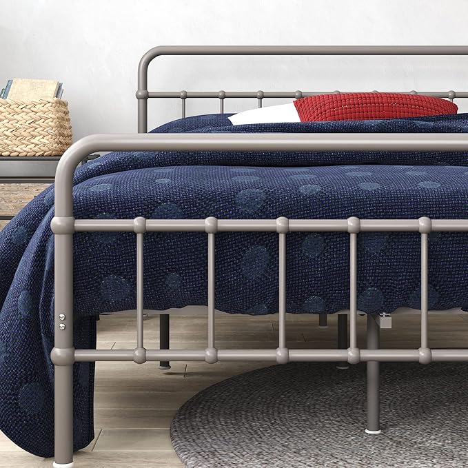 Zinus Florence Metal Platform Bed Frame, Mattress Foundation, No Box Spring Needed, Easy Assembly, Grey, King