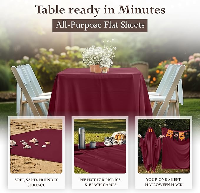 Utopia Bedding Flat Sheet - 1 Pack (Queen, Burgundy) - Soft Brushed Microfiber Fabric - Shrinkage & Fade Resistant Top Sheet - Easy Care Bed Sheet