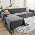 Sectional Couch Covers, 2 Pieces Chenille Sofa Cover L Shaped Couch Cover Blanket for Dogs Washable Sofa Slipcovers Pet Furniture Protector (XX-Large: 71" x 118" + 71" x 118", Dark Gray)