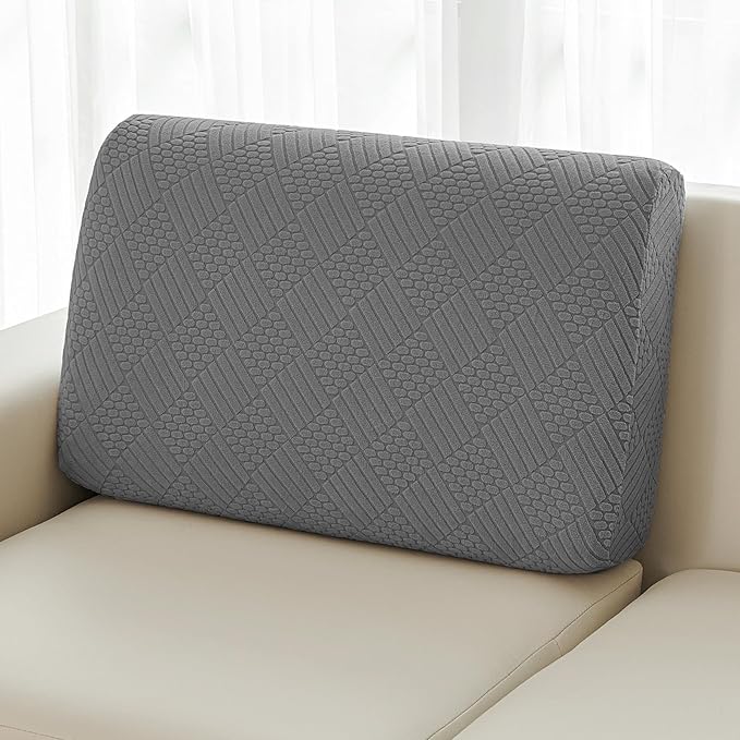 Deep Dream Backrest Cushion Covers, Sectional Couch Back Cushion Covers for Sectional Sofa, Stretch Sofa Covers for Both Left/Right Couch (1 Piece Backrest Covers, Dark Grey)