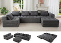 MAXYOYO Modular Sectional Sofa Couch, Foldable U Shaped Cloud Couch with Pillows, Tufted 6-Seat Boneless Sleeper Lounger Floor Sofa Bed for Living Room, No Assembly Required, Dark Grey