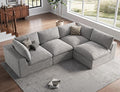 120" Cloud Sectional Couch | Oversize Boneless Couches for Living Room | 4 Seater L-Shape Sofa | Light Grey