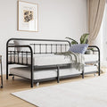 JURMERRY Metal Daybed Frame with Trundle Twin Size Heavy Duty Steel Slats Support Platform Furniture,Textured Black…