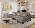 Furmax Sectional Couches for Living Room, U-Shaped Sofa Couch with Linen Fabric, 4 Seat Sofa Set with Double Chaise for Apartment (Loop Yarn, Pearl Gray)