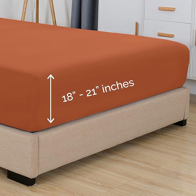 Elegant Comfort 1500 Premium Hotel Quality 18-21 Inches Deep - Extra Deep Pocket Single Fitted Sheet for High Mattress, Luxury and Softest, Smart Pocket - Wrinkle Free, California King, Coral