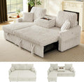 Sleeper Sofa Bed, 81” Pull Out Couch Bed, 3 in 1 L-Shaped Couch with Charging Station, Cup Holder, Side Pocket, Couches for Living Room(Plush Beige)