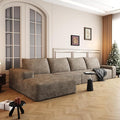 136" Sectional Couches for Living Room Cloud Couch Sofa with L-Shape Upholstered Boneless Couchs Modern Modular Sectional Couch with Chaise (Camel, 136" Left Facing Chaise+3Seaters)
