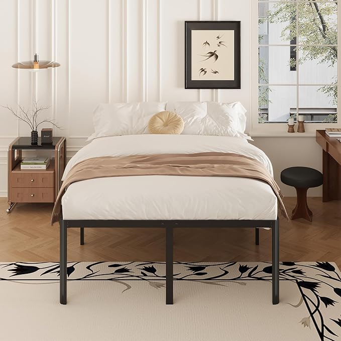 Yicensen 20 Inch King Bed Frame with Rounded Corner Legs No Box Spring Needed King Size Platform Bed Frame, Heavy Duty, Easy Assembly, Noise Free, Black.