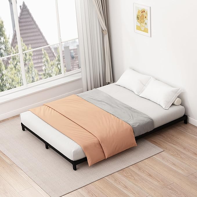 5 Inch Low California King Bed Frames Heavy Duty Metal Platform, No Box Spring Needed, Easy Assembly Mattress Foundation, No Noise, Black
