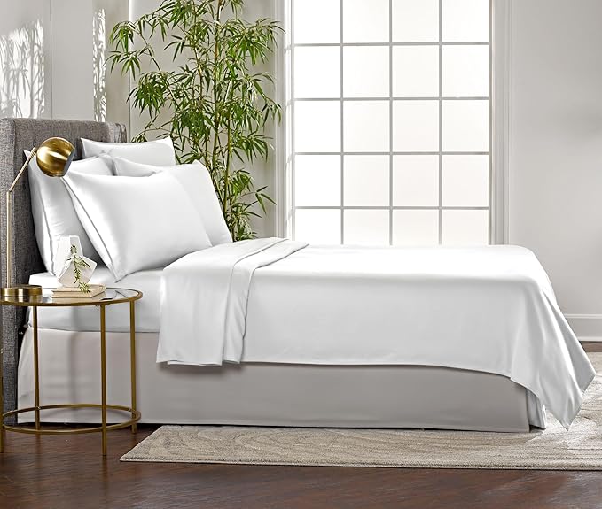 King Sheets by Pure Bamboo, Genuine 100% Organic Viscose Derived from Bamboo Bed Sheet Set, Soft & Cooling, Double Stitching, 2 Year Quality Promise (King, White)