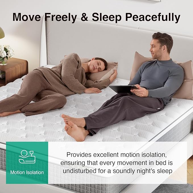 Novilla 10 Inch Twin Size Hybrid Mattress, Medium Plush, Individually Wrapped Coils & Gel Memory Foam, Cool-Touch Nylon Cover, Grey, CertiPUR-US Certified