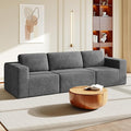 Vesgantti 119" Modular Sectional Sofa, Corduroy Cloud Couch with Deep Seating & Spring Support, 3 Seater Flexible Layout Sofa, Boneless Couch for Living Room & Apartment, No Assembly Required, Grey