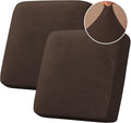 H.VERSAILTEX Velvet Stretch Couch Cushion Cover Plush Cushion Slipcover for Chair Loveseat Sofa Cushion Furniture Protector Seat Cushion Sofa Cover (2 Piece Large Sofa Cushion Covers, Brown Striped)