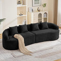 110.2" Curved Boneless Couch, Oversized Cloud Sofa with 4 Pillows, Modern 4 Seater Modular Sectional Sofa, Boneless Sectional Couches for Living Room, Curved Foam Couch, Black